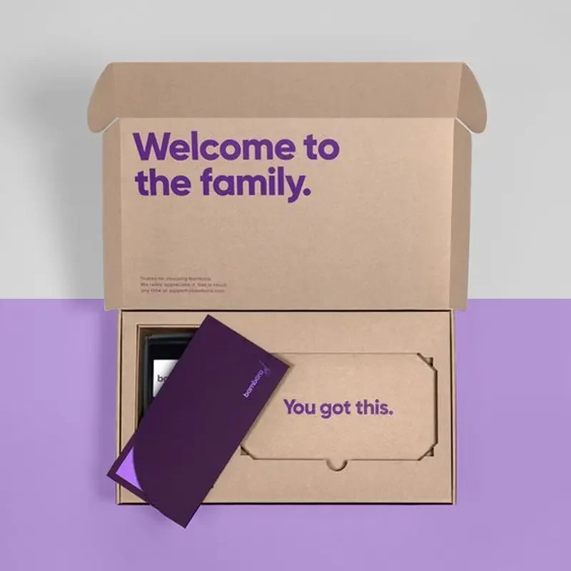 Open custom printed mailer box with a fitted product insert